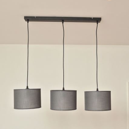 Hänglampa med kabel ALBA 3xE27/15W/230V grå