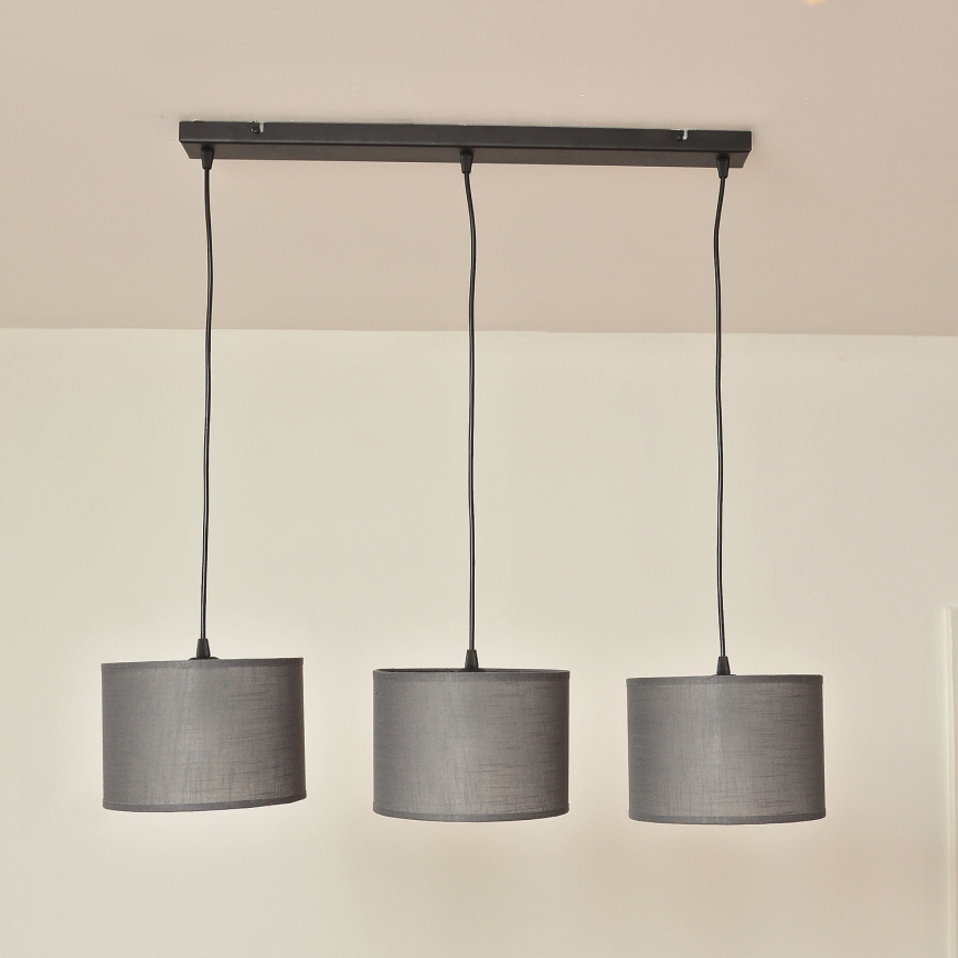 Hänglampa med kabel ALBA 3xE27/15W/230V grå