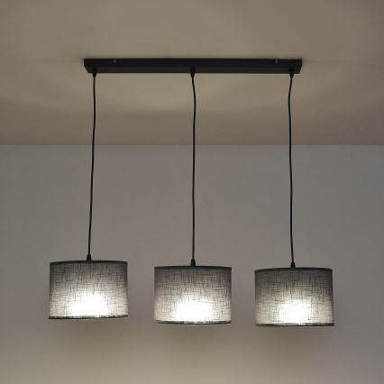 Hänglampa med kabel ALBA 3xE27/15W/230V grå
