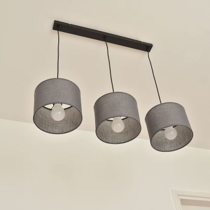 Hänglampa med kabel ALBA 3xE27/15W/230V grå