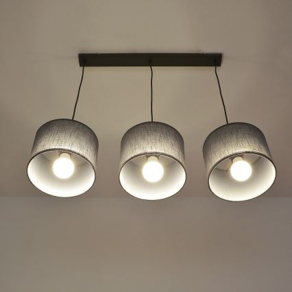 Hänglampa med kabel ALBA 3xE27/15W/230V grå