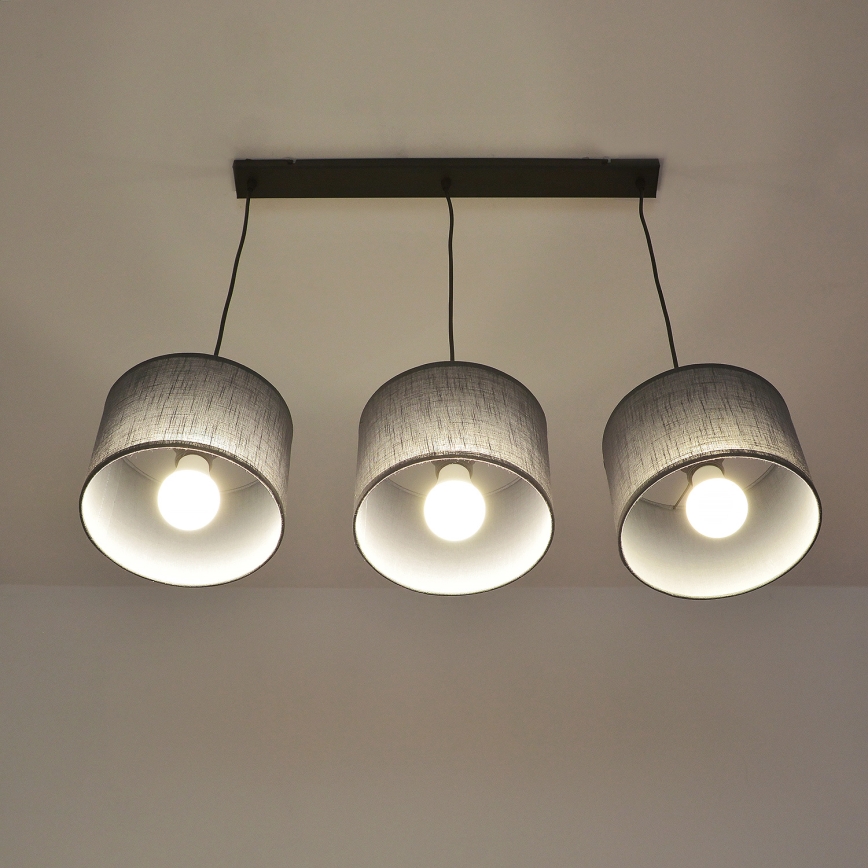 Hänglampa med kabel ALBA 3xE27/15W/230V grå
