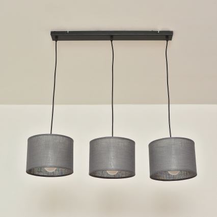 Hänglampa med kabel ALBA 3xE27/15W/230V grå