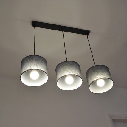 Hänglampa med kabel ALBA 3xE27/15W/230V grå