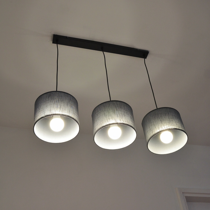 Hänglampa med kabel ALBA 3xE27/15W/230V grå
