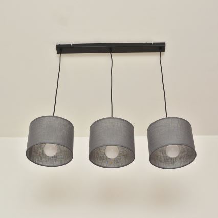 Hänglampa med kabel ALBA 3xE27/15W/230V grå