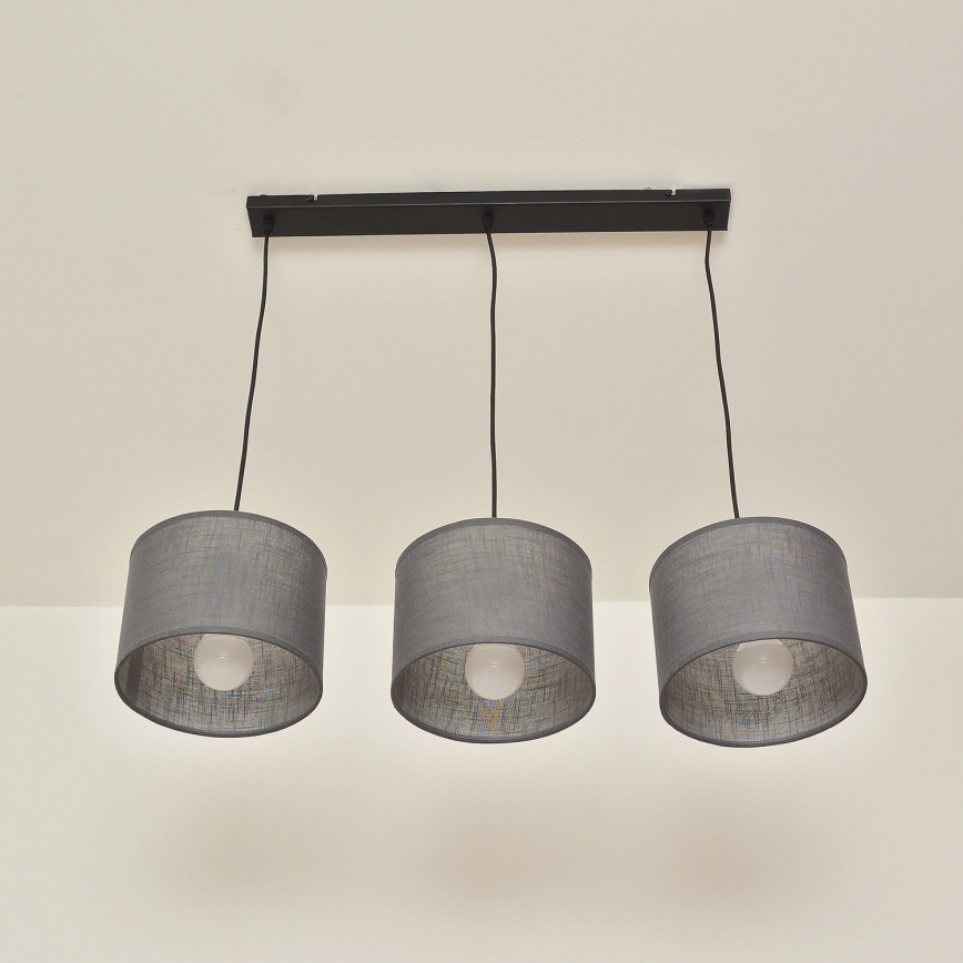 Hänglampa med kabel ALBA 3xE27/15W/230V grå