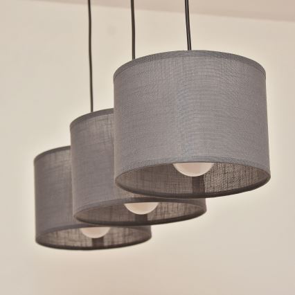 Hänglampa med kabel ALBA 3xE27/15W/230V grå