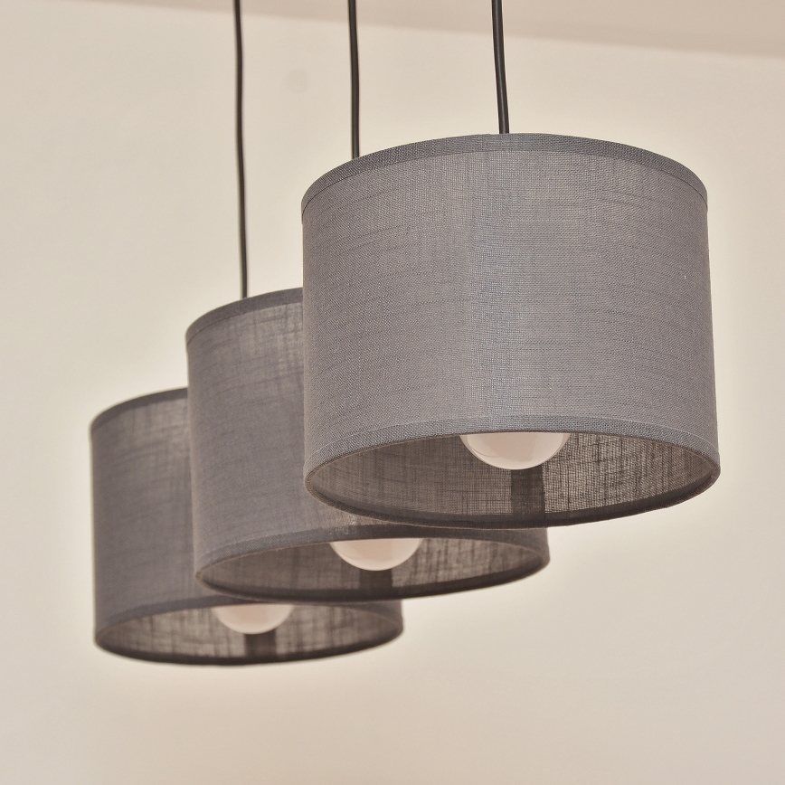 Hänglampa med kabel ALBA 3xE27/15W/230V grå
