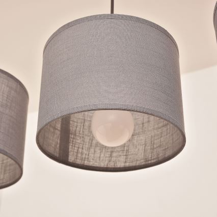 Hänglampa med kabel ALBA 3xE27/15W/230V grå