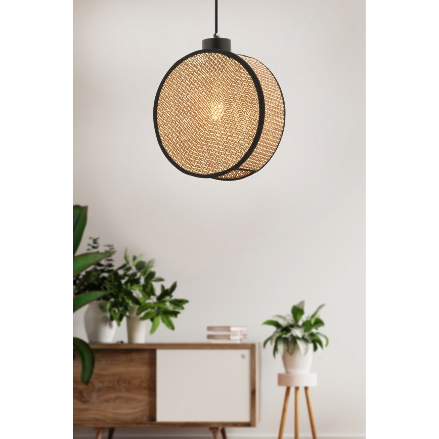 Hänglampa med kabel DRUM 1xE27/60W/230V brun/svart