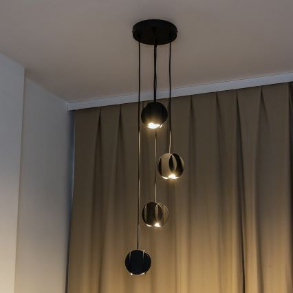 Hänglampa med kabel GAMBIT 4xGU10/10W/230V svart