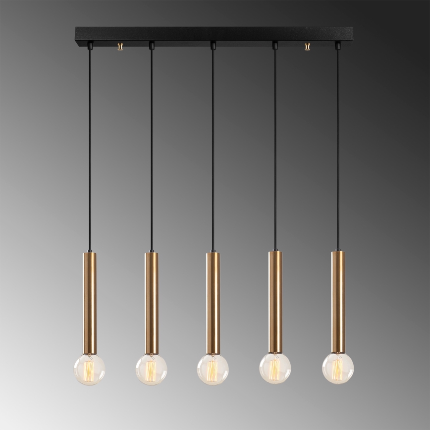 Hänglampa med kabel TEMPO 5xE27/40W/230V, guld