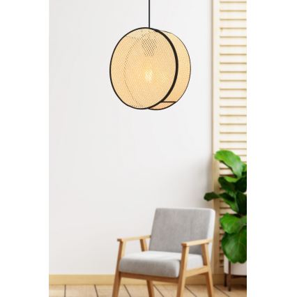 Hänglampa med sladd BIG DRUM 1xE27/60W/230V beige/svart