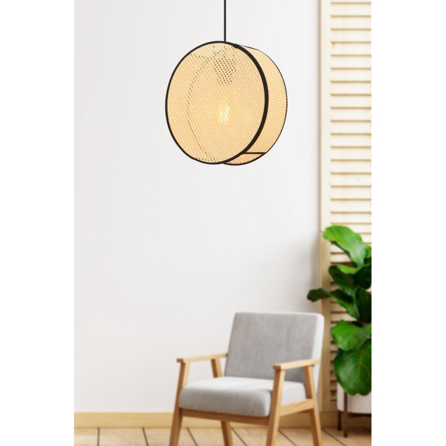 Hänglampa med sladd BIG DRUM 1xE27/60W/230V beige/svart