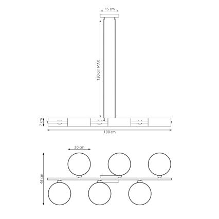 Hänglampa med sladd DRUMZ 6xE14/10W/230V svart