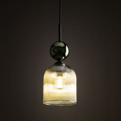 Hänglampa med sladd SOPHIA 1xE14/10W/230V svart/grön/rökbeige