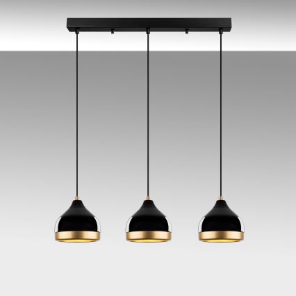 Hänglampa med vajer YILDO 3xE27/40W/230V svart/guld
