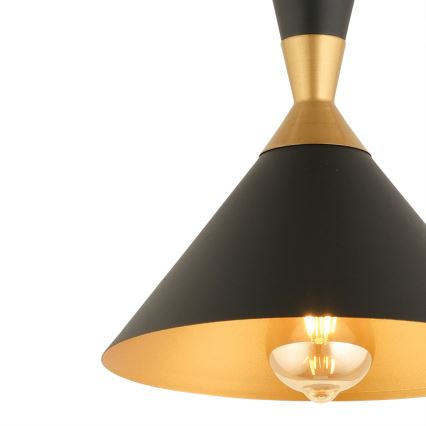 Hänglampa MONZA 1xE27/40W/230V Ø 25 cm svart/guld