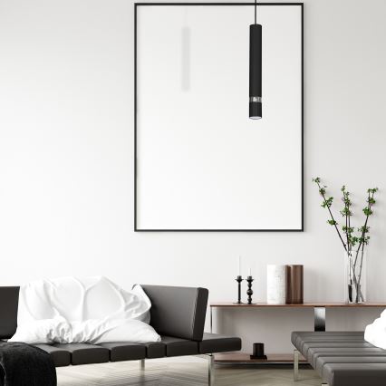 Hänglampa på kabel JOKER 1xGU10/25W/230V svart/glänsande krom