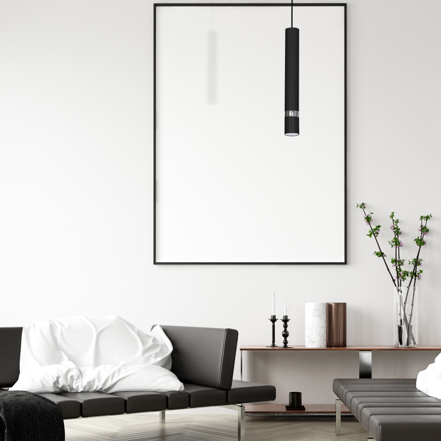 Hänglampa på kabel JOKER 1xGU10/25W/230V svart/glänsande krom