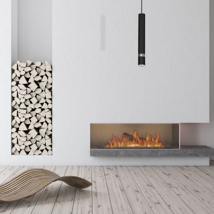 Hänglampa på kabel JOKER 1xGU10/25W/230V svart/glänsande krom