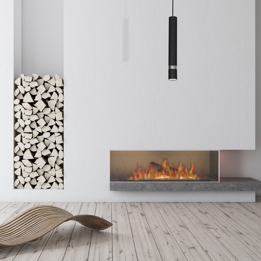 Hänglampa på kabel JOKER 1xGU10/25W/230V svart/glänsande krom