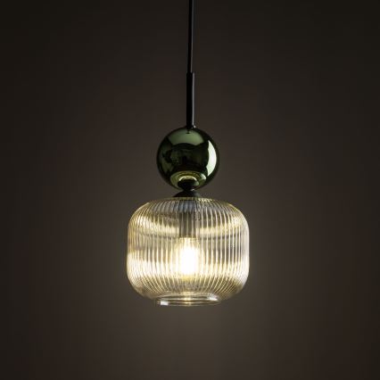 Hänglampa på kabel SOPHIA 1xE14/10W/230V svart/grön/rökbeige