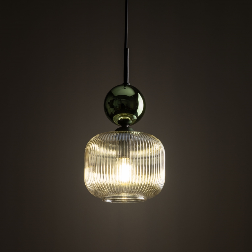 Hänglampa på kabel SOPHIA 1xE14/10W/230V svart/grön/rökbeige