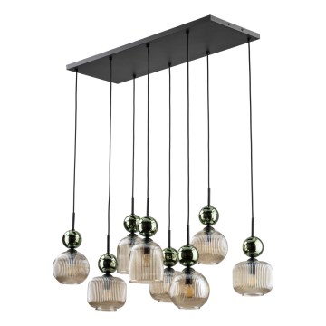 Hänglampa på kabel SOPHIA 8xE14/10W/230V svart/grön/rökig beige