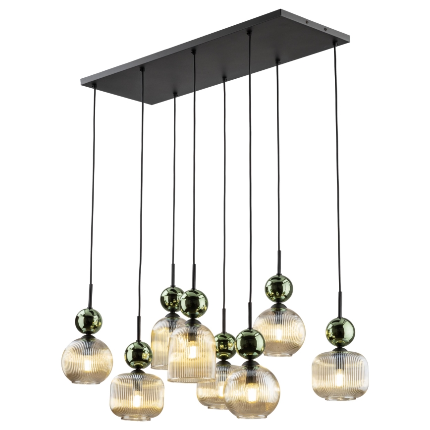 Hänglampa på kabel SOPHIA 8xE14/10W/230V svart/grön/rökig beige