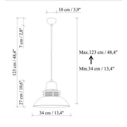 Hänglampa på kabel TIBET 1xE27/40W/230V orange
