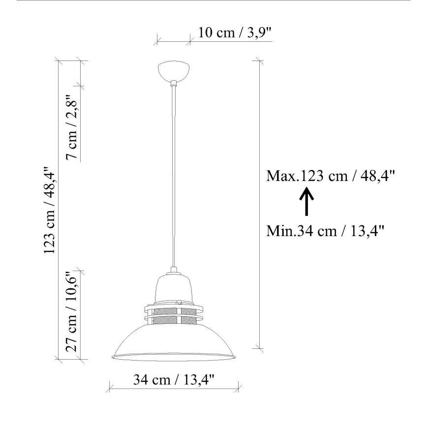Hänglampa på kabel TIBET 1xE27/40W/230V orange