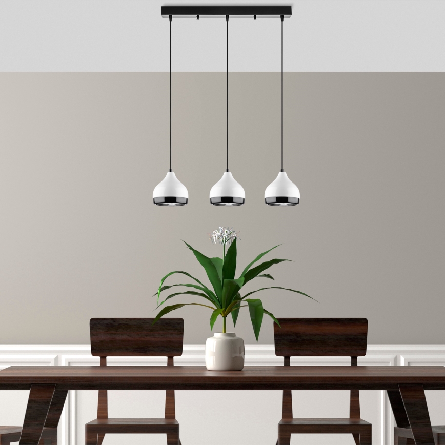 Hänglampa på kabel YILDO 3xE27/40W/230V vit/svart