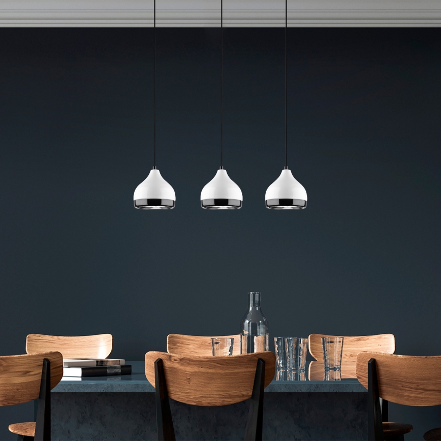 Hänglampa på kabel YILDO 3xE27/40W/230V vit/svart