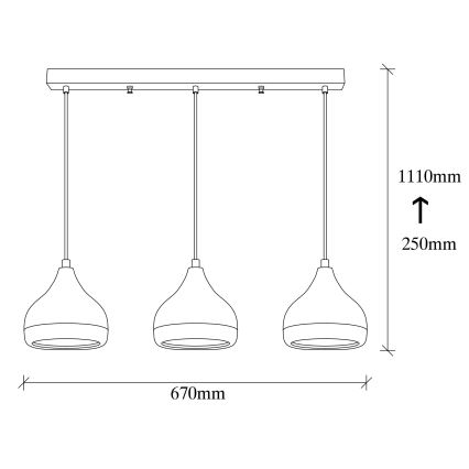 Hänglampa på kabel YILDO 3xE27/40W/230V vit/svart