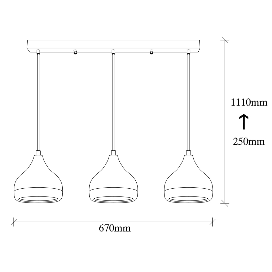 Hänglampa på kabel YILDO 3xE27/40W/230V vit/svart