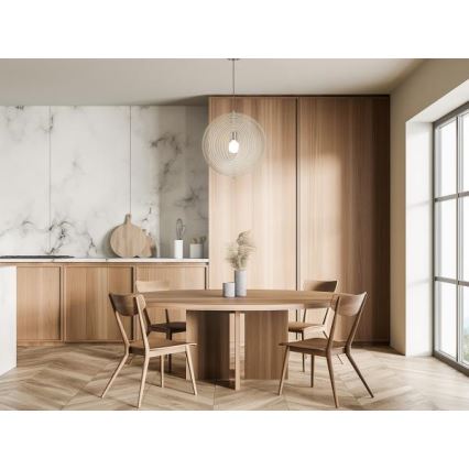 Hänglampa på sladd 1xE27/60W/230V Ø 43,5 cm massiv/faner/bok/gummiträ