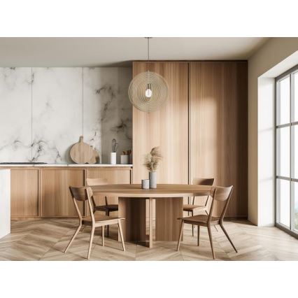 Hänglampa på sladd 1xE27/60W/230V Ø 43,5 cm massiv/faner/bok/gummiträ