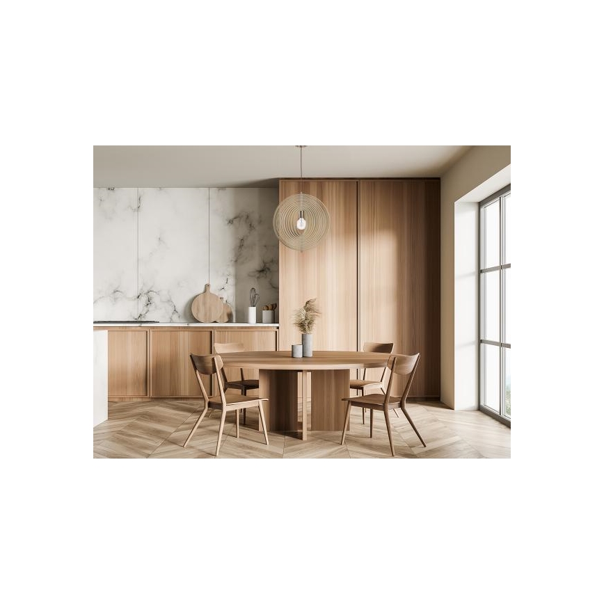 Hänglampa på sladd 1xE27/60W/230V Ø 43,5 cm massiv/faner/bok/gummiträ