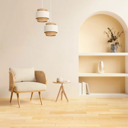 Hänglampa på sladd BOHO 2xE27/60W/230V krämvit/jute