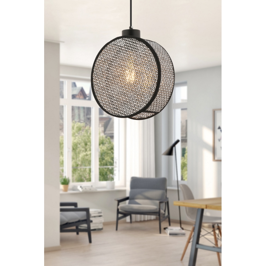 Hänglampa på sladd DRUM 1xE27/60W/230V grå/svart