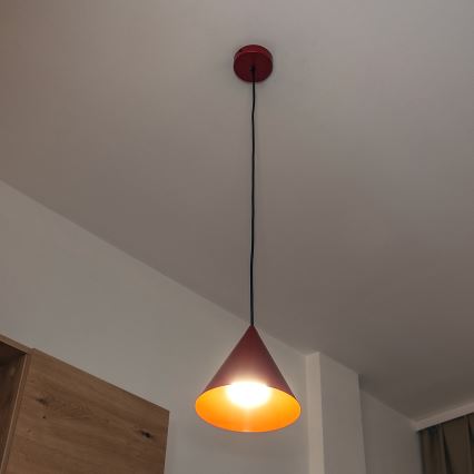 Hänglampa på sladd ETNA 1xE27/15W/230V Ø 18,5 cm röd