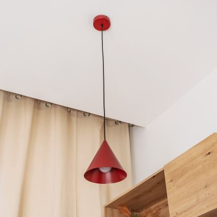 Hänglampa på sladd ETNA 1xE27/15W/230V Ø 18,5 cm röd