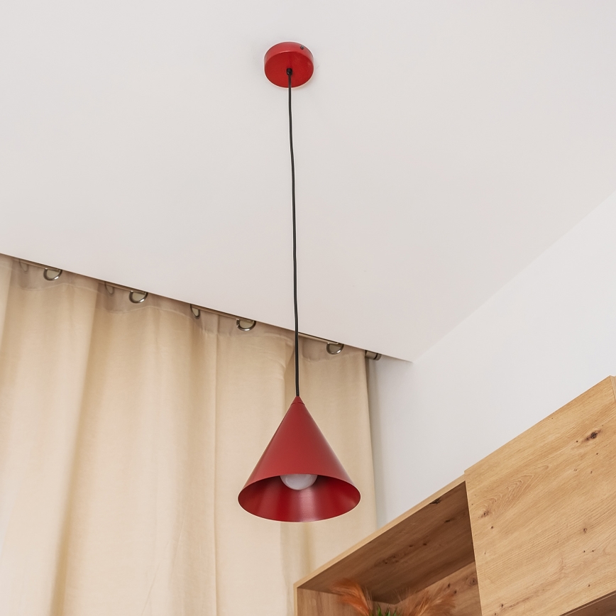 Hänglampa på sladd ETNA II 1xE27/15W/230V Ø 18,5 cm röd