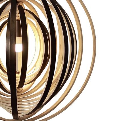 Hänglampa på vajer 1xE27/60W/230V Ø 50 cm massivt trä/fanér/gummiträ