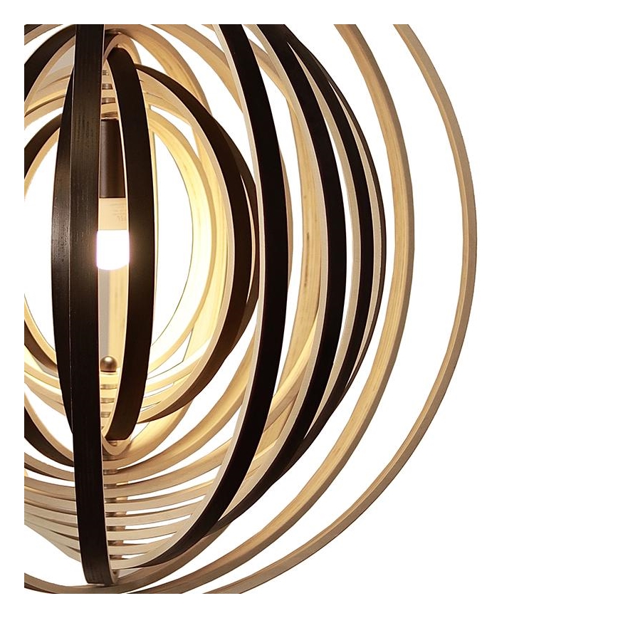 Hänglampa på vajer 1xE27/60W/230V Ø 50 cm massivt trä/fanér/gummiträ