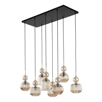 Hänglampa på vajer SOPHIA 8xE14/10W/230V svart/rökbeige
