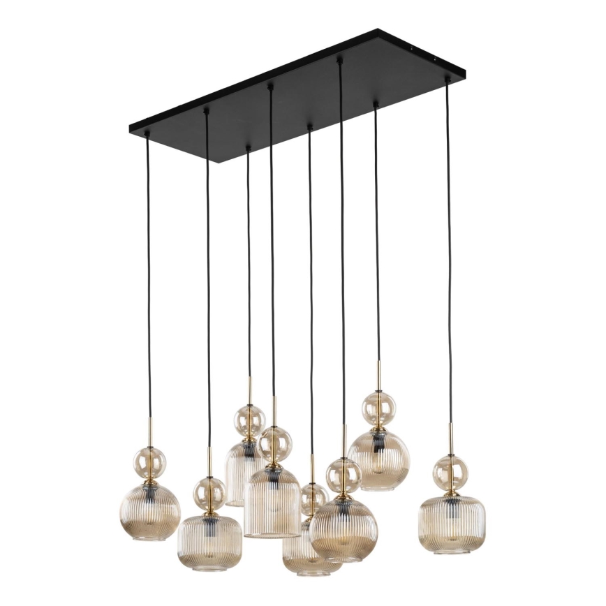 Hänglampa på vajer SOPHIA 8xE14/10W/230V svart/rökbeige