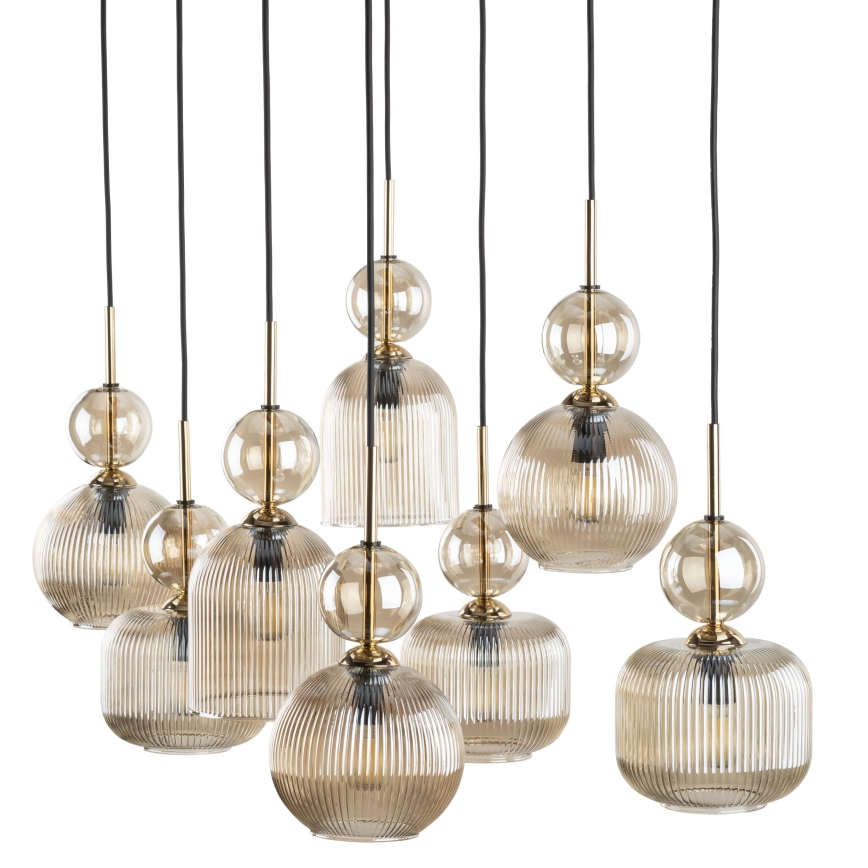 Hänglampa på vajer SOPHIA 8xE14/10W/230V svart/rökbeige
